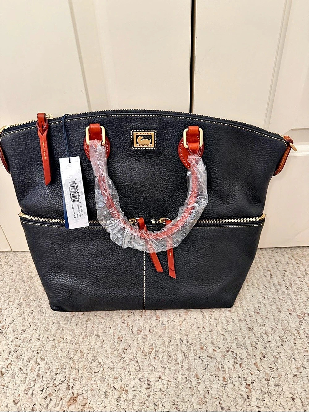Dooney & Bourke Nylon Large Pocket Satchel Tote Black & Brown